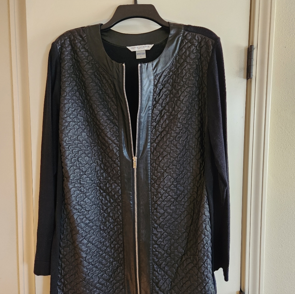 Peter Nygard Black Quilted Front Zip Jacket